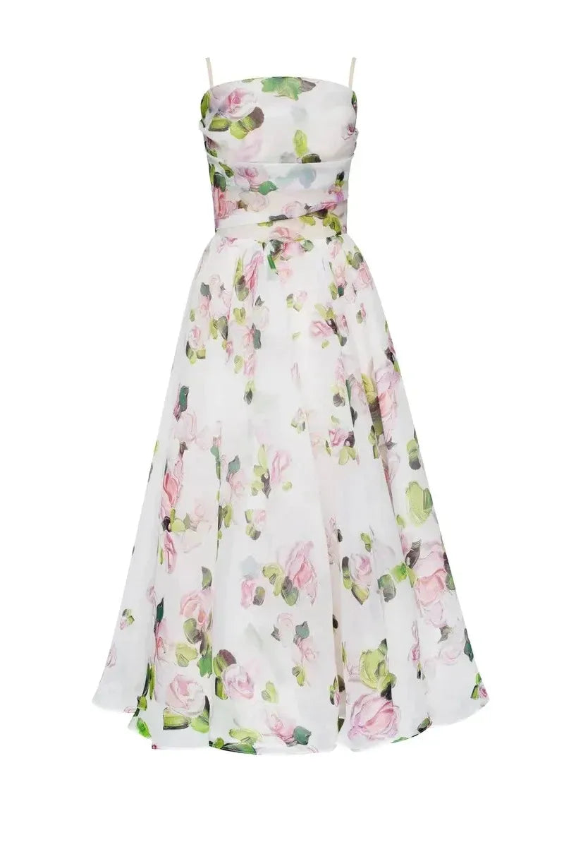 Emilia-Elegant Printed Strapless Dress
