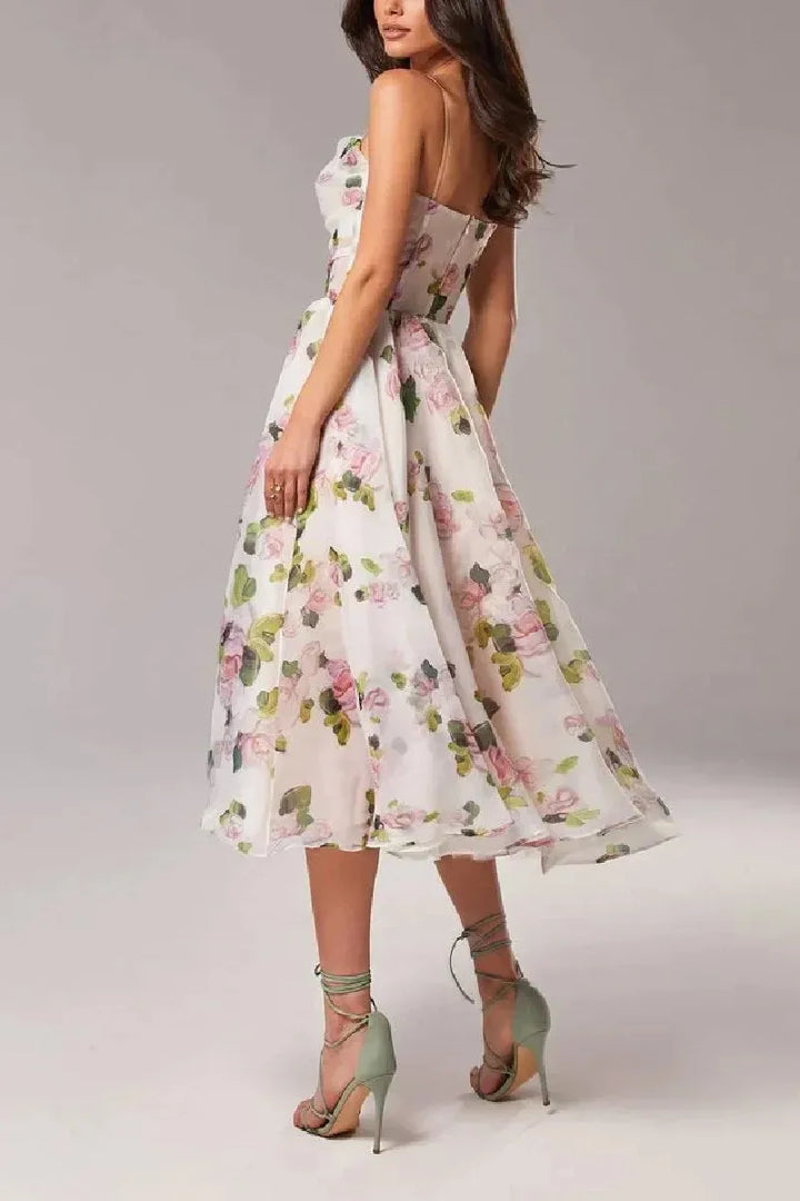 Emilia-Elegant Printed Strapless Dress