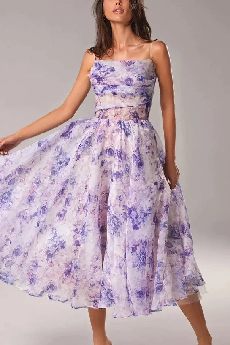 Emilia-Elegant Printed Strapless Dress