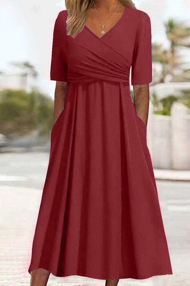 Pien - Crossover Dress With Short Sleeves.
