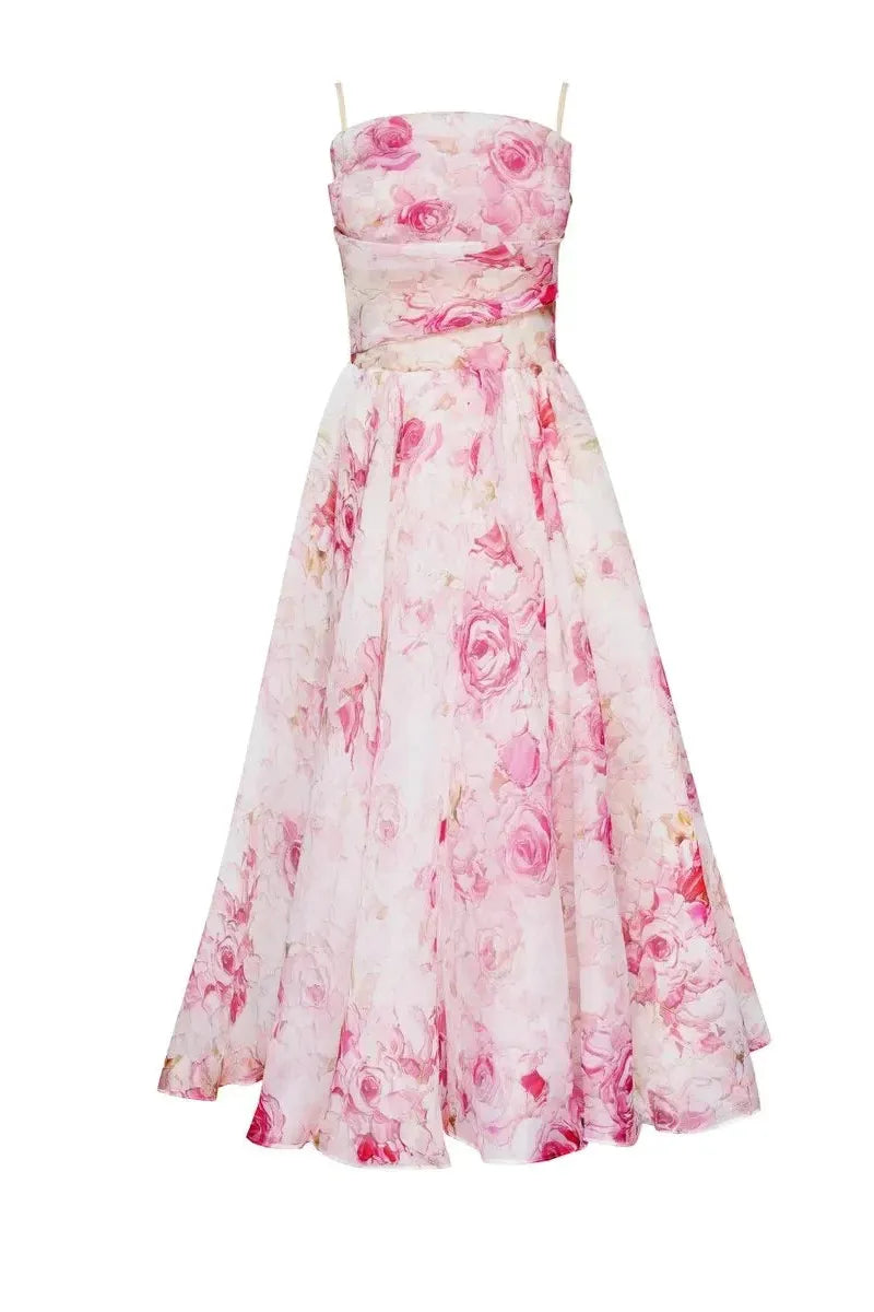 Emilia-Elegant Printed Strapless Dress