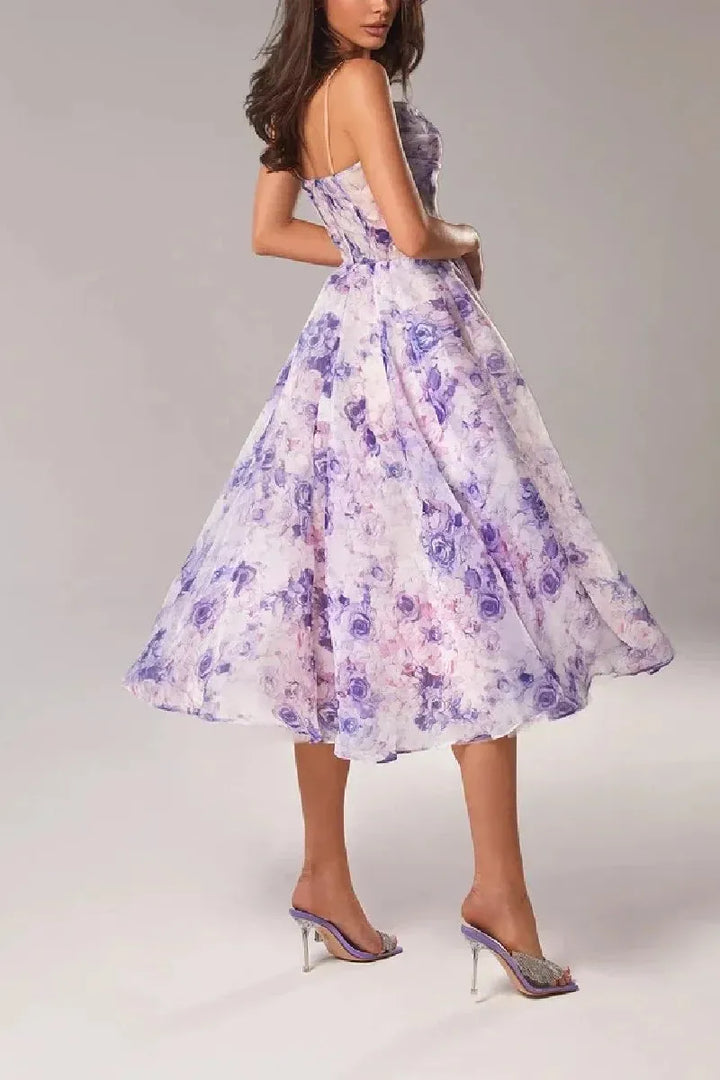 Emilia-Elegant Printed Strapless Dress