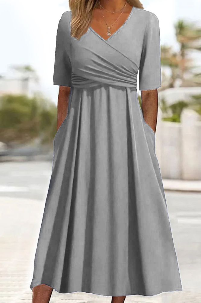 Pien - Crossover Dress With Short Sleeves.