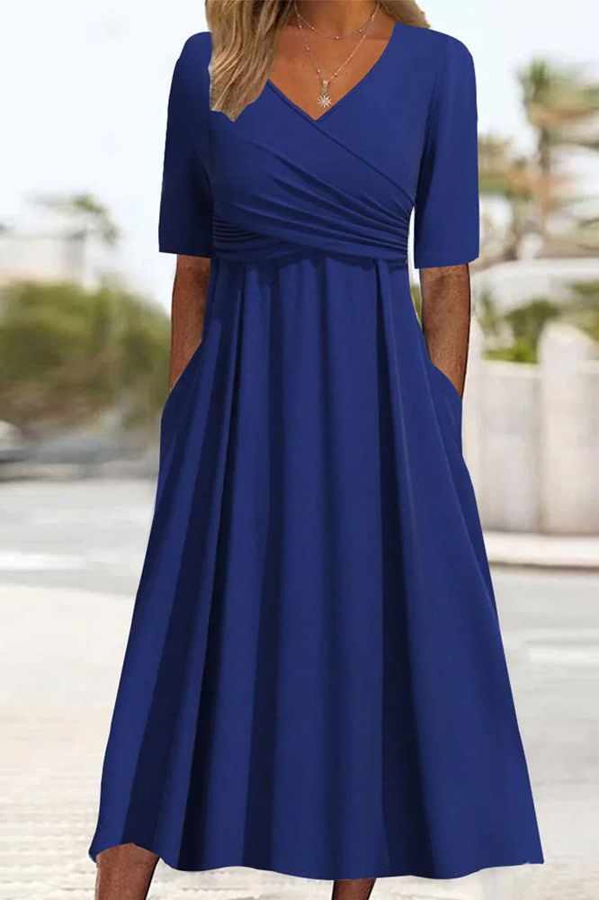 Pien - Crossover Dress With Short Sleeves.