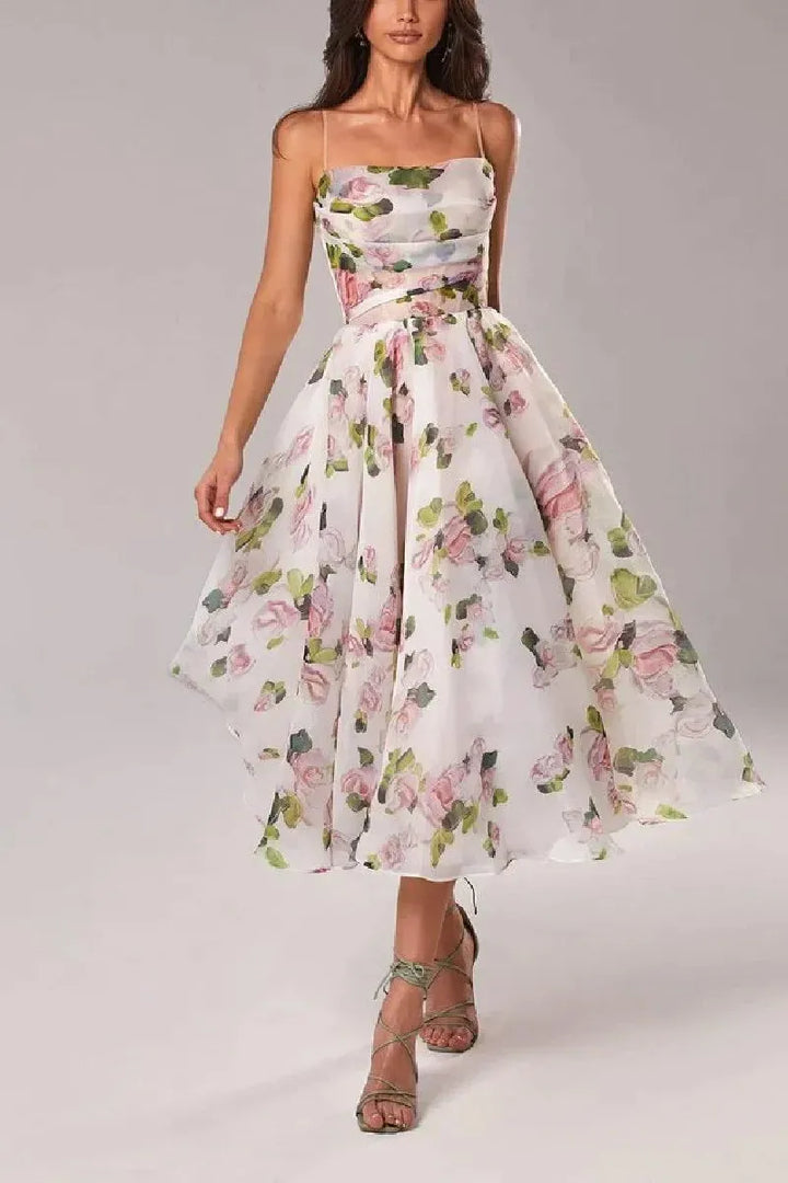 Emilia-Elegant Printed Strapless Dress